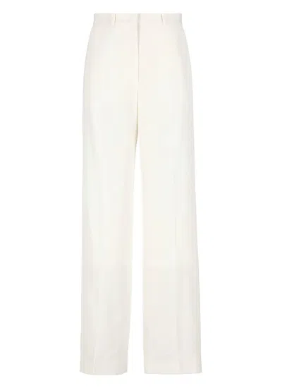 Lanvin Dart Detailed Straight Leg Trousers In White