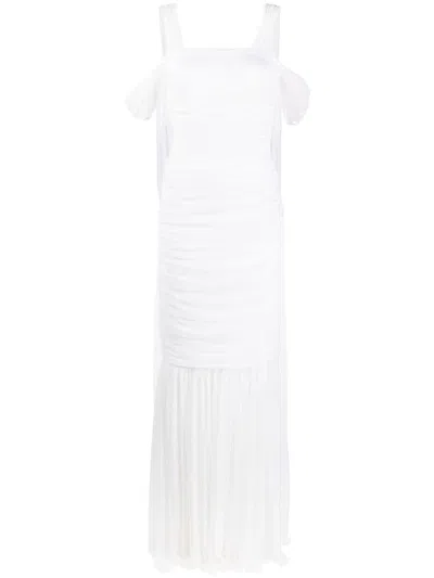 Norma Kamali Walter Fishtail Gown Train Dress In White