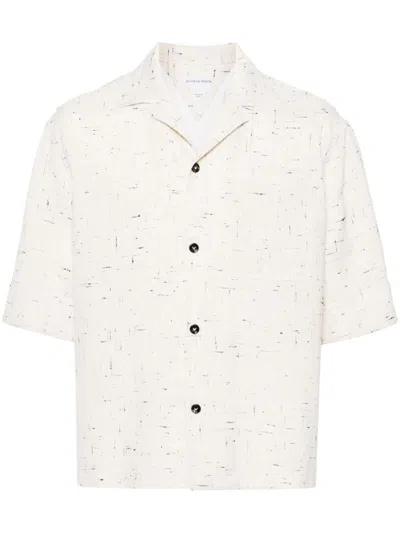 Bottega Veneta Textured Crisscross Viscose Blend Shirt In Neutrals