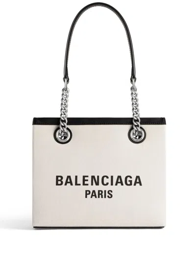 Balenciaga Duty Free Small Canvas Tote Bag In Beige