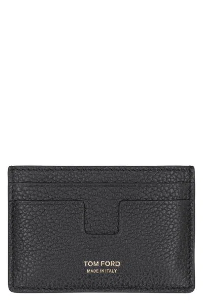 Tom Ford Leather Card Holder In Black