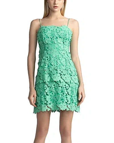 Zac Posen Sleeveless Tiered Floral Lace Mini Dress In Clover