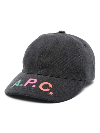 Apc Logo-print Baseball Cap In Grey