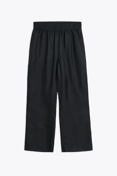 Sunflower #4133 Black Silk Pant With Elasticated Waistband - Silk Pant In Nero