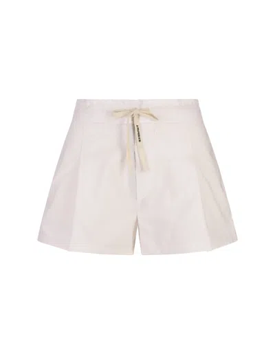 A Paper Kid White Poplin Shorts With Back Logo