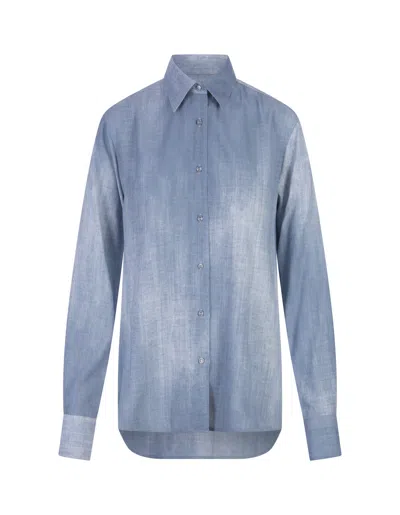 Ermanno Scervino Marocain Denim Print Shirt In Blue