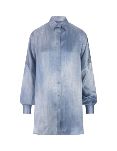 Ermanno Scervino Jeans Printed Satin Over Shirt In Blue
