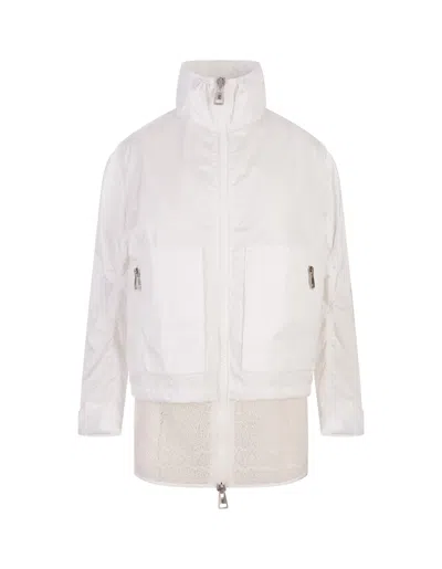 Ermanno Scervino White Windbreaker Jacket With Sangallo Lace