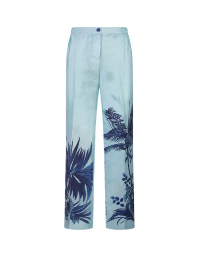 F.r.s For Restless Sleepers Etere Silk Trousers In Blue