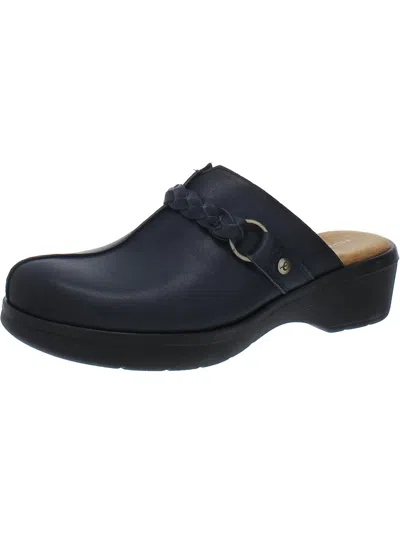Easy Spirit Penelope Womens Leather Mules Clogs In Blue