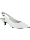 Easy Street Womens Faux Leather Pointed Toe Kitten Heels In White