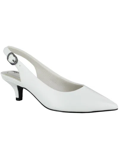 Easy Street Womens Faux Leather Pointed Toe Kitten Heels In White