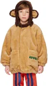 Mini Rodini Kids' Adored-embroidered Faux-fur Jacket In Beige