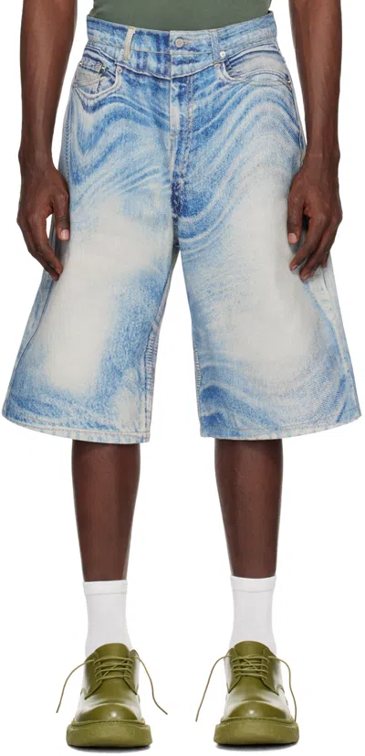 Camperlab Swirl-print Denim Shorts In Multicolor