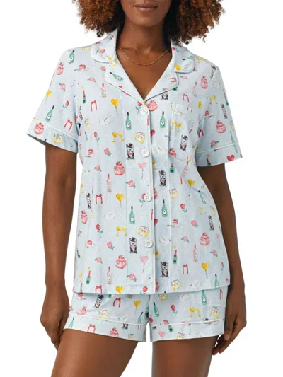 Bedhead Pajamas Printed Organic Cotton Jersey Shorty Pajama Set In Wedding Party
