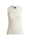 Hugo Boss Sleeveless Knitted Top With Cut-out Details In White