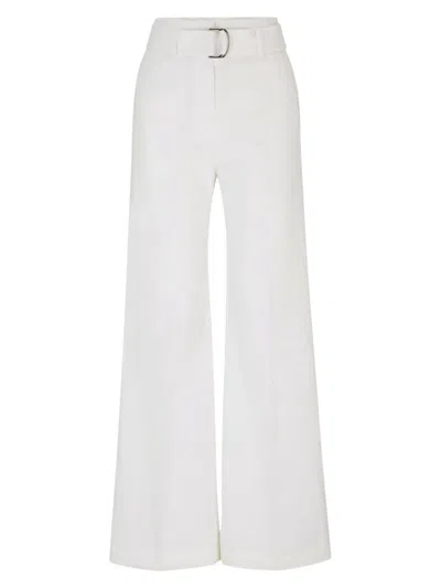 Hugo Boss Relaxed-fit Trousers In A Linen Blend In White