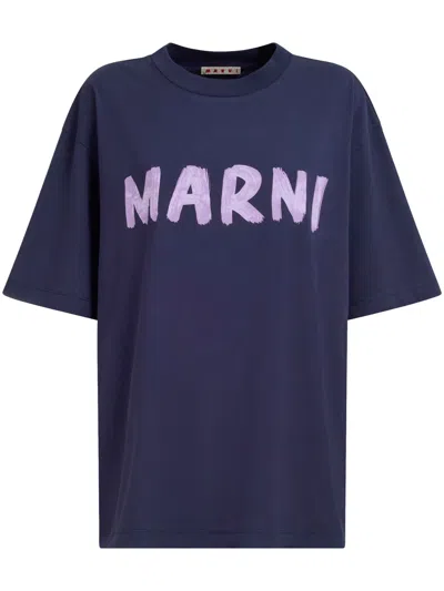 Marni T-shirt Con Logo In Blue