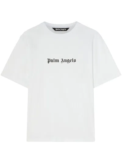Palm Angels Logo Slim T-shirt In White Black