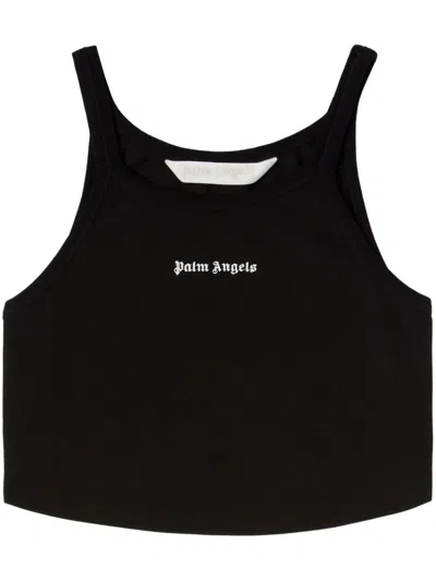 Palm Angels Crop Top With Print In Black
