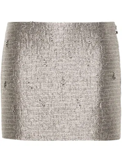 Elisabetta Franchi Tweed Mini Skirt In Grey
