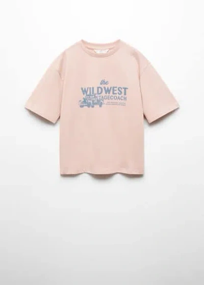 Mango Kids' Printed Cotton-blend T-shirt Pink