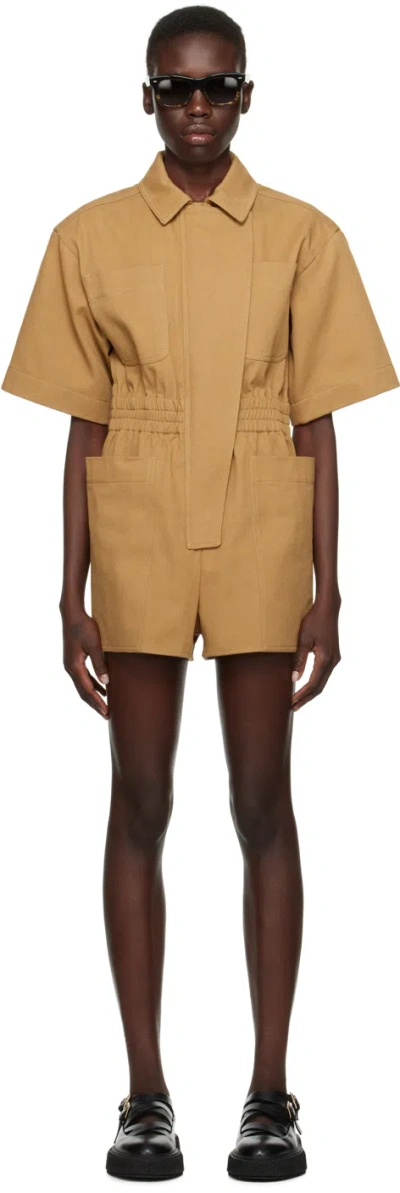 Max Mara Cotton Short Jumpsuit In Brown
