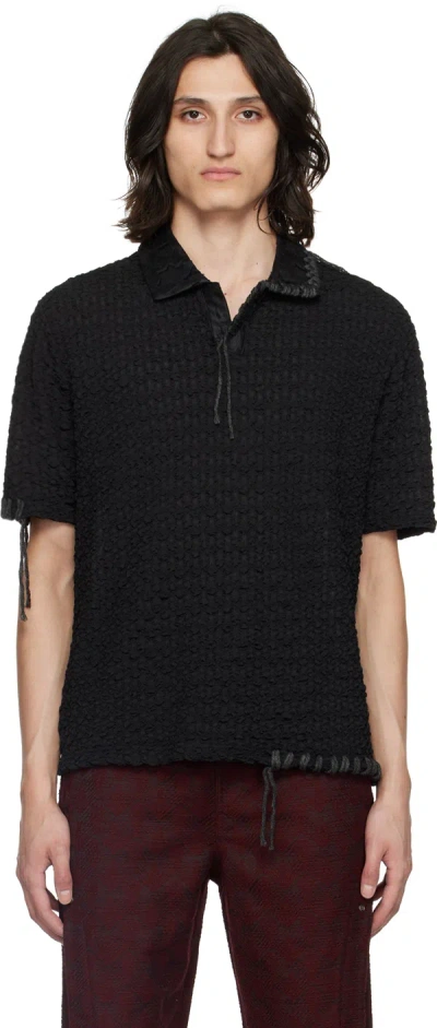 Andersson Bell Bubble-knit Polo Shirt In Black