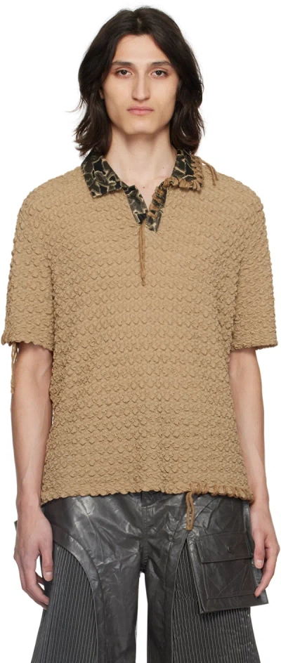 Andersson Bell Sapa Bubble-knit Polo Shirt In Beige