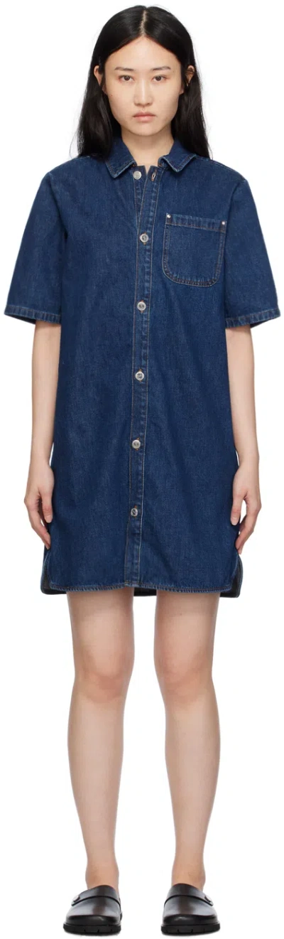 A.p.c. Venice Denim Shirt Dress In Blue