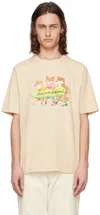 Maison Kitsuné Surfing Foxes Comfort Cotton T-shirt In Beige