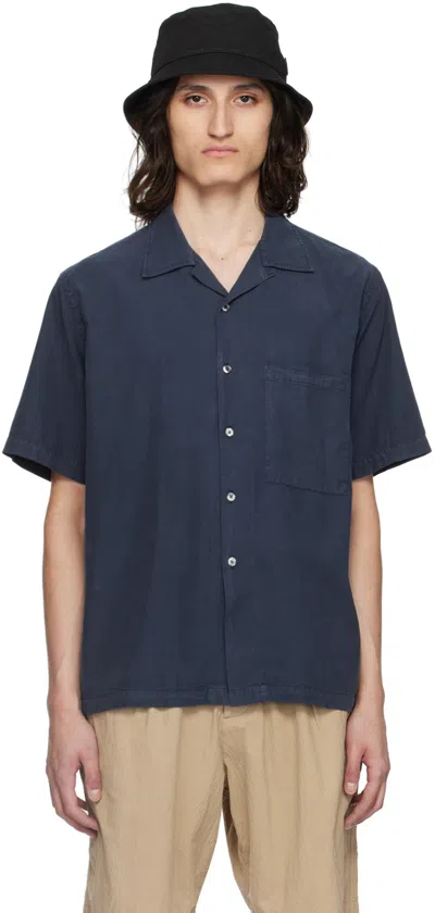 Universal Works Camp Ii Shirt In Navy In Blue