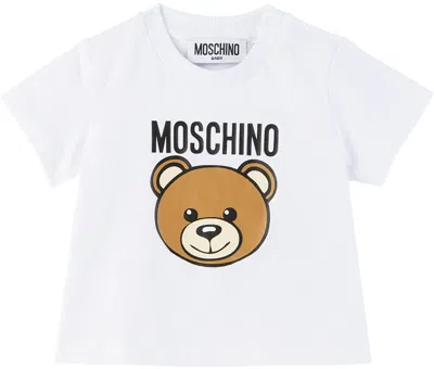Moschino Babies' Teddy Bear棉质针织t恤 In White