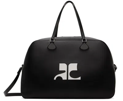 Courrèges Black Heritage Leather Weekender Bag In 9999 Black