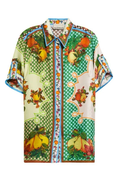 Alemais Lemonis Printed Silk-satin Shirt In Multi