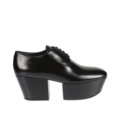 Prada Leather Platform Loafers In Black