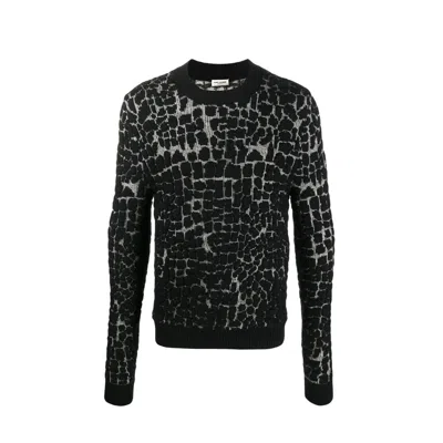 Saint Laurent Wool Mosaic-effect Jumper In Black