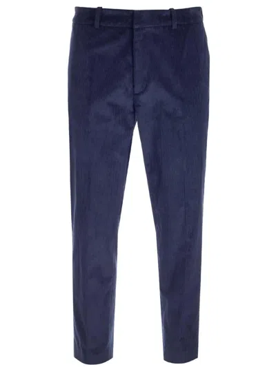 Moncler Logo Patch Straight-leg Trousers In Blu