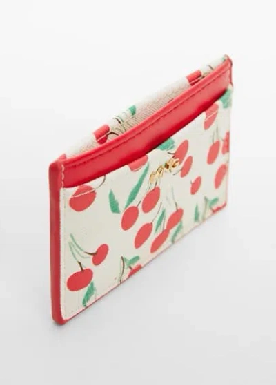 Mango Cherry Print Card Holder Red In Rouge