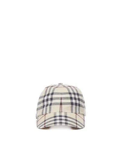 Burberry Baseball Cap With Check Print In Default Title