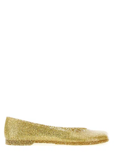 Loewe Paula's Ibiza Toy亮片金葱pvc材质芭蕾舞平底鞋 In Gold