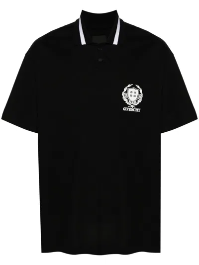 Givenchy Logo Embroidered Polo Shirt In Black