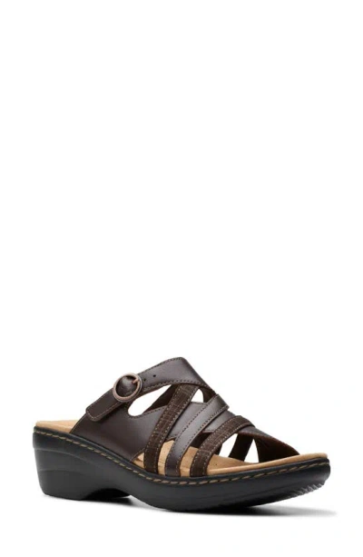 Clarks Merliah Holly Strappy Wedge Heel Platform Sandals In Dark Brown