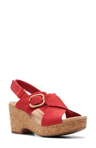 Clarks Women's Chelseah Gem Ankle-strap Wedge Sandals In Cherry Nubuck