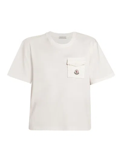 Moncler Short-sleeve Logo Pocket T-shirt In Silk White