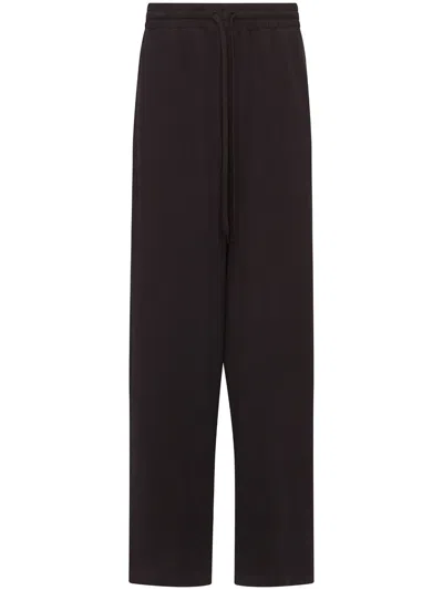 Mm6 Maison Margiela Wide-leg Cotton Trousers In Black