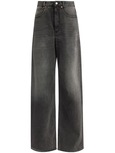 Mm6 Maison Margiela Asymmetric Wide-leg Jeans In Grey