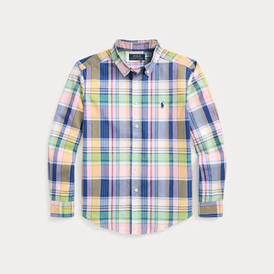 Ralph Lauren Kids' Checked Cotton Shirt In Blue