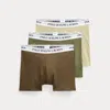 Polo Ralph Lauren Stretch Cotton Boxer Brief 3-pack In Green