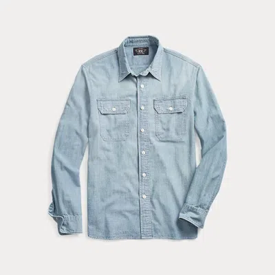 Rrl Blue Lightweight Denim Shirt In Clearfield Wash